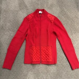 Worth Red Quilted Knit Sweater